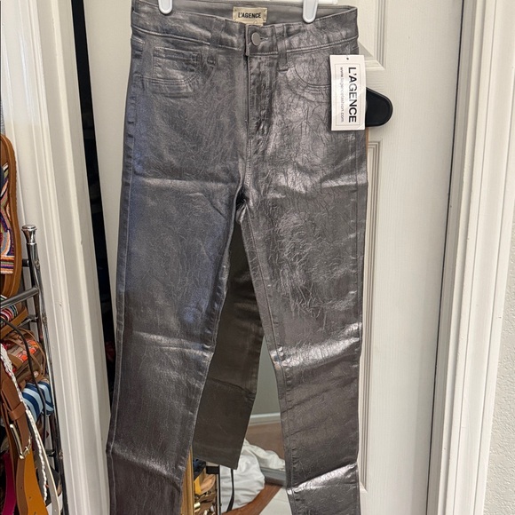 NWT L’agence silver coated Marguerite skinny jeans - Picture 4 of 9
